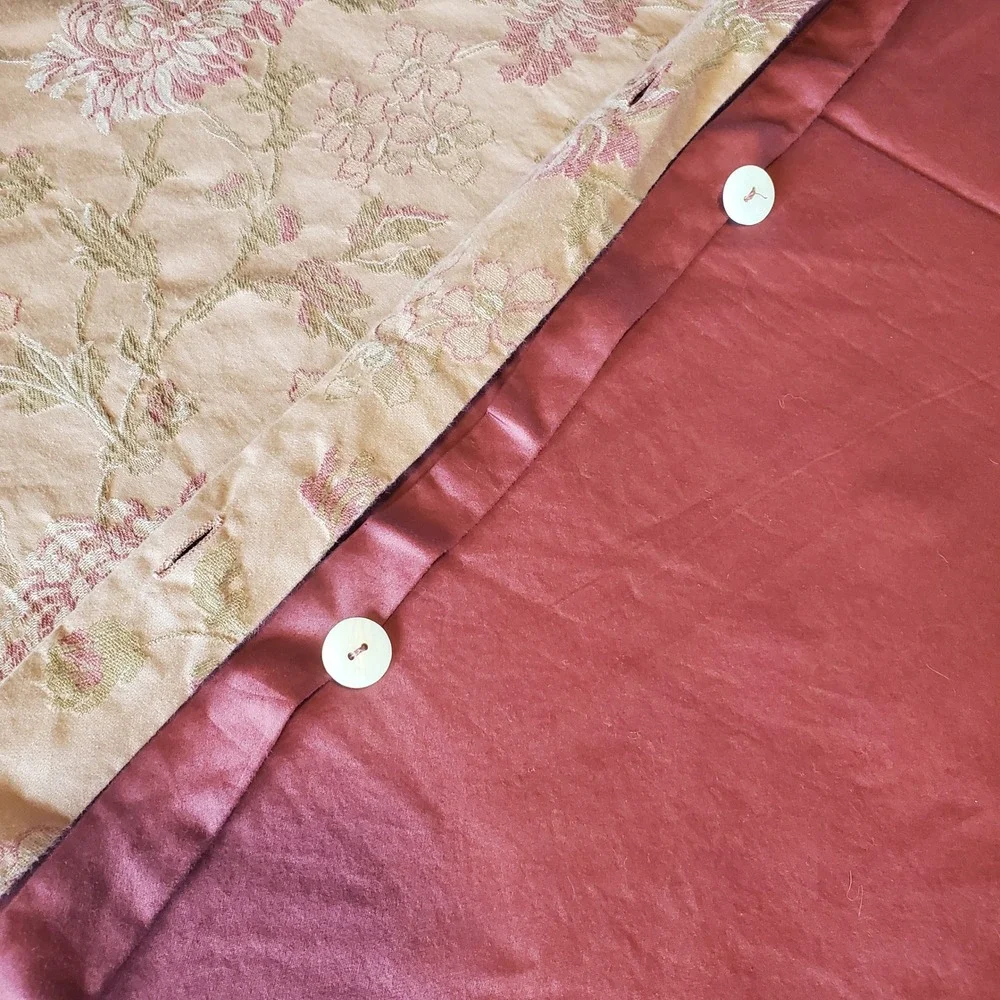 Pink Floral Jacquard Cotton Duvet Cover Queen 90x92 Reversible Rose Gold